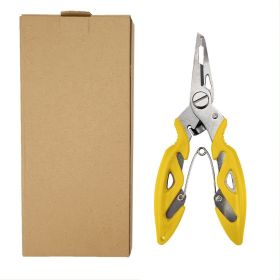 Stainless Steel Multi-function Lure Pliers; Portable Fishing Scissors; Fish Control Hook Tool (Color: YELLOW)